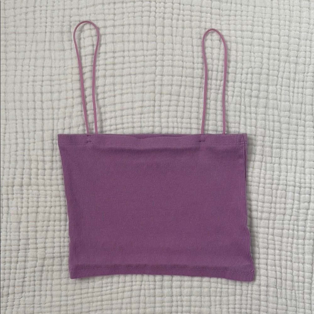 Zara Purple Ribbed Crop Top